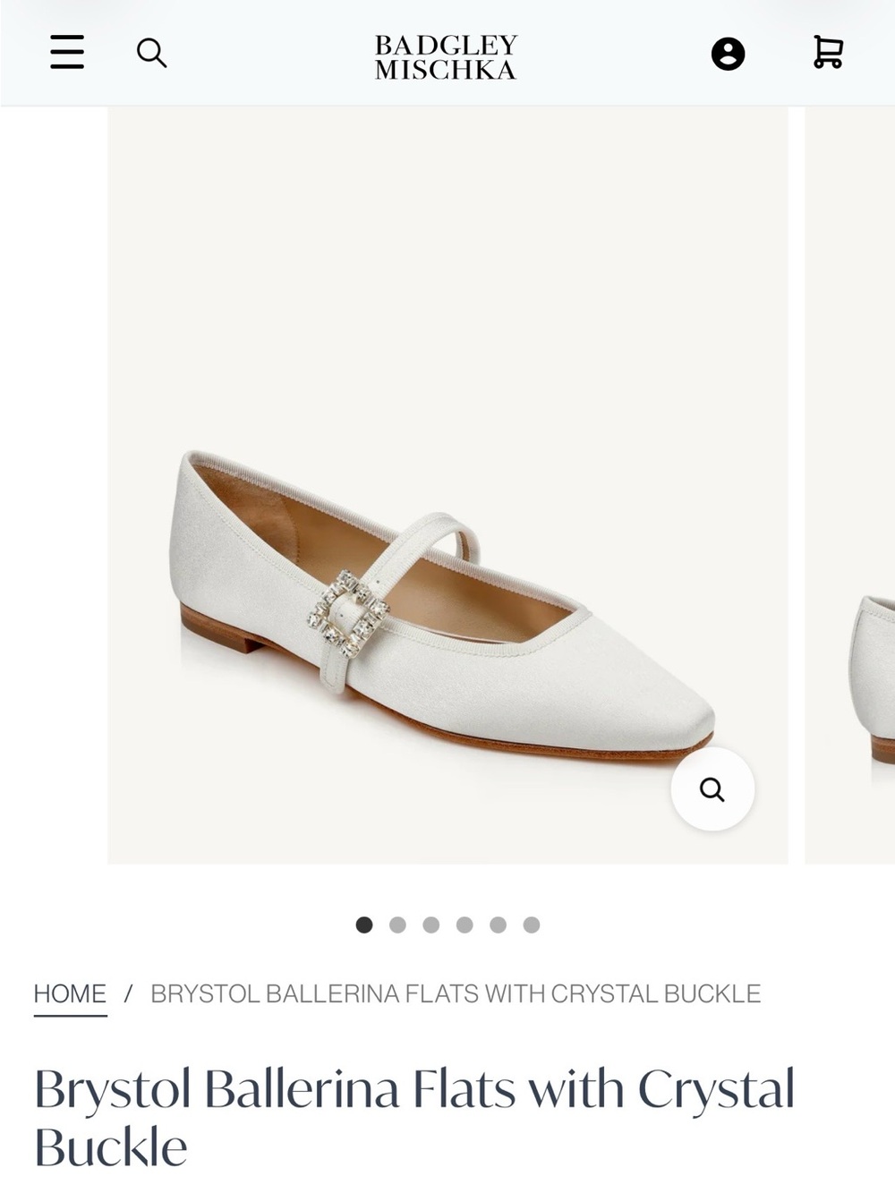 Badgley Mischka Ivory Satin Mary Jane Flats with Jeweled Buckles